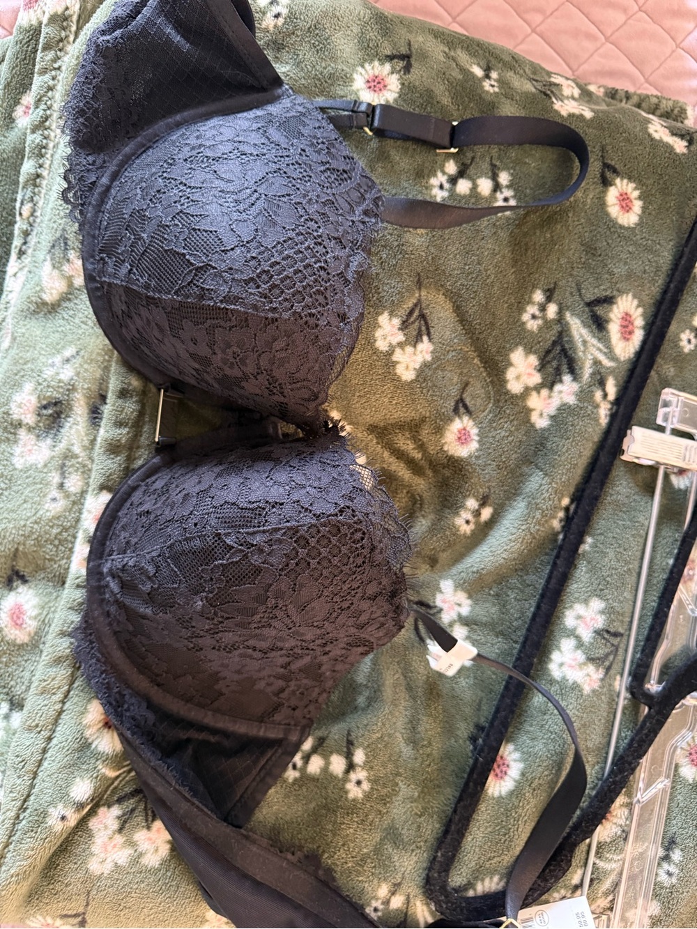 aerie Black Lace Padded T-Shirt Bra